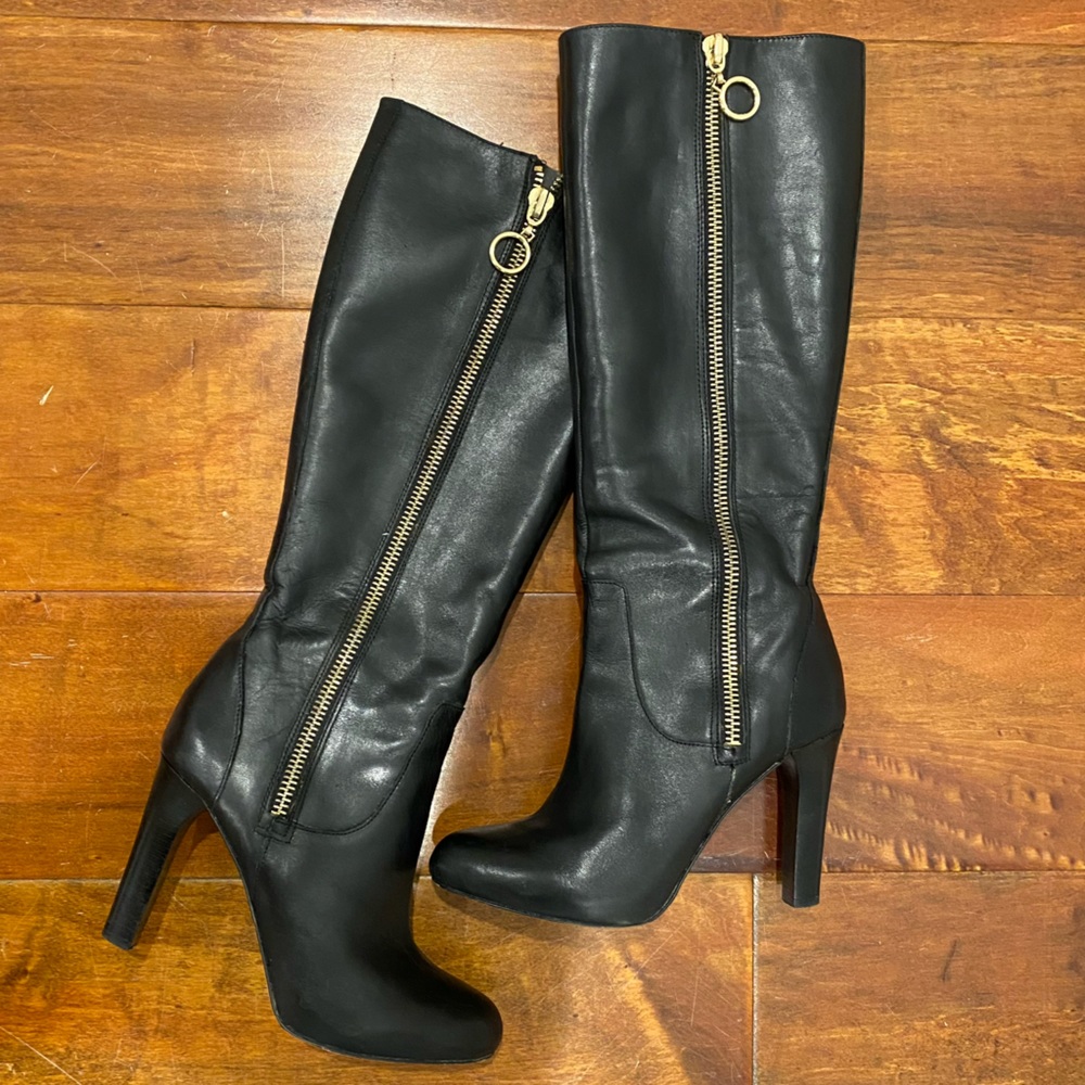 mens black leather knee high boots